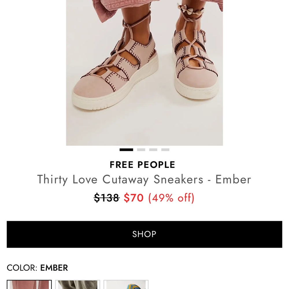 Free People Pink Cutout Lace-Up Sneakers - Picture 6 of 6